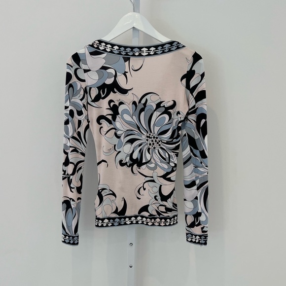EMILIO PUCCI PINK FLORAL LONG SLEEVE T-SHIRT 31WP01 SIZE 8 - Picture 6 of 17